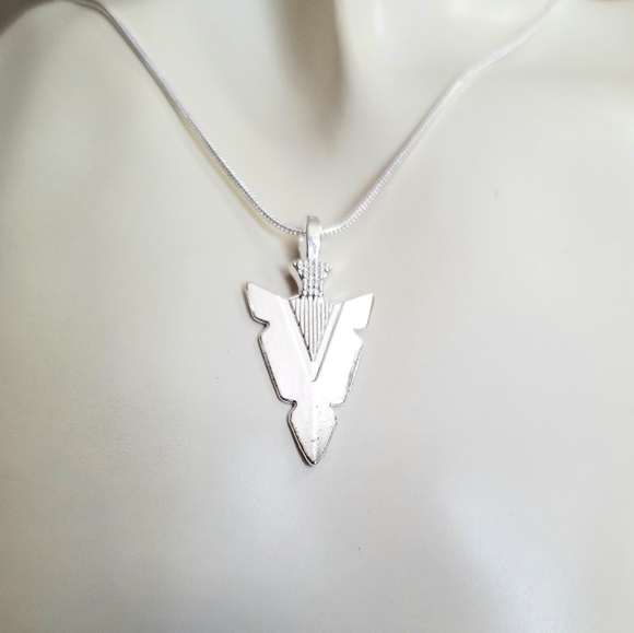 Sterling Silver Arrowhead Necklace Mens Necklace Tribal Spear Mens Jewelry - Picture 4 of 6